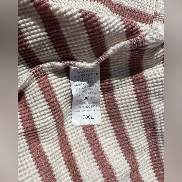 Hayden Los Angeles Waffle Textured Mixed Stripe Oversize Knit Tee Size 3XL - Picture 11 of 11